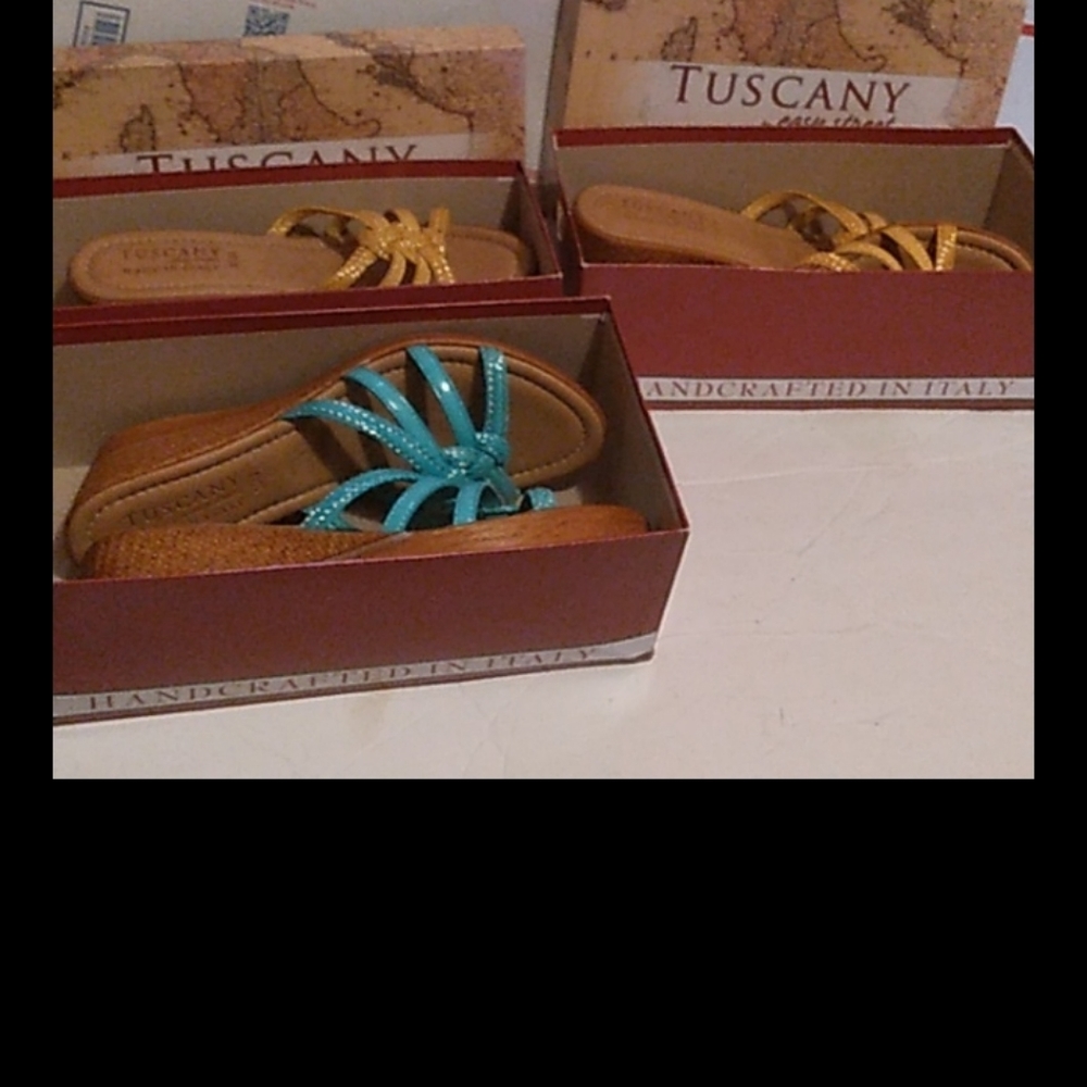 Tuscany by easy street yellow and green sandals